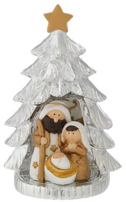 ALBERO ARGENTATO H. 12,5 CON MINIPRESEPE H. 5