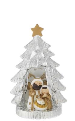 ALBERO ARGENTATO H. 10 CON MINIPRESEPE H. 4