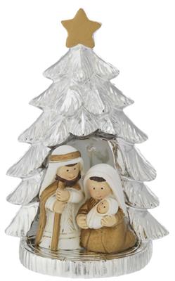ALBERO ARGENTATO H. 12,5 CON MINIPRESEPE H. 5