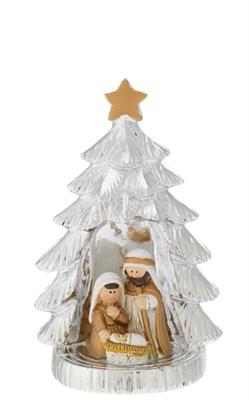 ALBERO ARGENTATO H. 10 CON MINIPRESEPE H. 4
