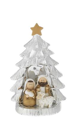 ALBERO ARGENTATO H. 10 CON MINIPRESEPE H. 4