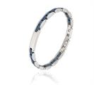 BRACCIALE ACCIAIO BICOLOR BLU CON TARGA E ZIRCONI NERI
