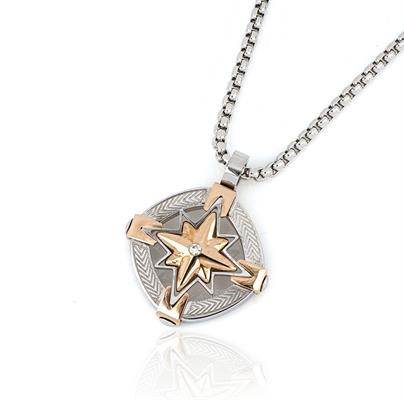 COLLANA IN ACCIAIO ROSA DEI VENTI