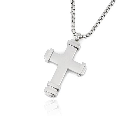 COLLANA ACCIAIO CROCE LISCIA