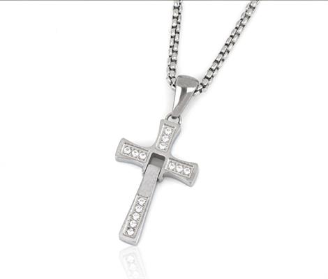 COLLANA ACCIAIO CROCE ZIRCONATA