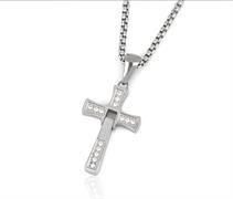 COLLANA ACCIAIO CROCE ZIRCONATA