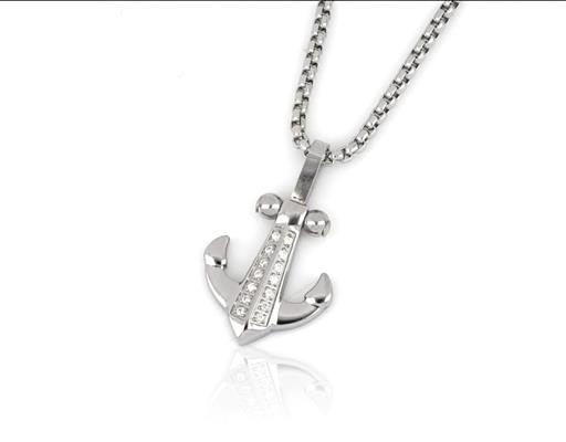 COLLANA ACCIAIO ANCORA ZIRCONATA