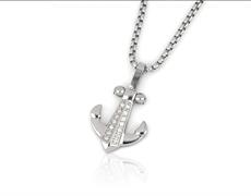 COLLANA ACCIAIO ANCORA ZIRCONATA