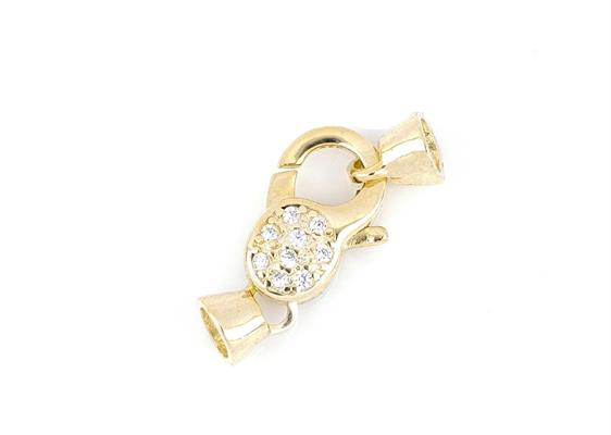 CHIUSURA mm 13 ZIRCONATA DORATA IN ARGENTO 925