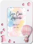 CORNICE 13X18 IN LEGNO MONGOLFIERA ROSA