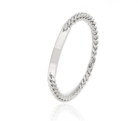 BRACCIALE ACCIAIO TARGA 6mm MAGLIA GRUMETTA