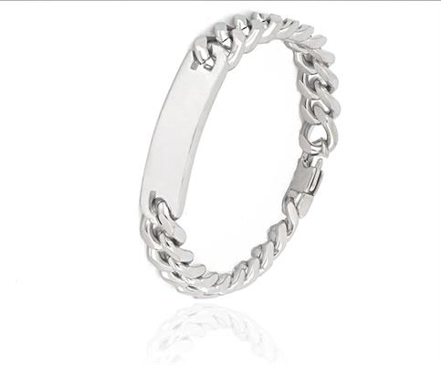 BRACCIALE ACCIAIO TARGA 10mm MAGLIA GRUMETTA