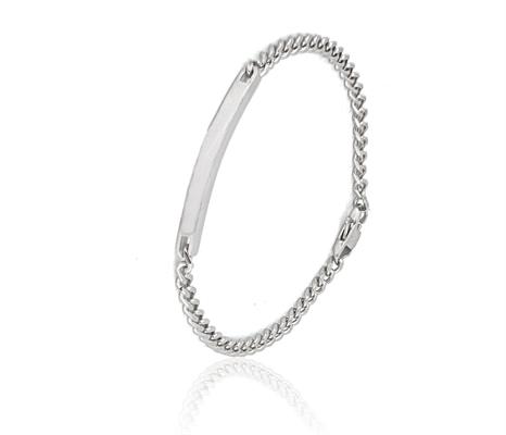 BRACCIALE ACCIAIO TARGA 4 mm MAGLIA GRUMETTA