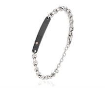BRACCIALE ACCIAIO MAGLIA MARINARA E TARGA NERA