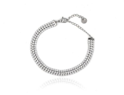 BRACCIALE TENNIS 3FILI ACCIAIO PIETRE WHITE