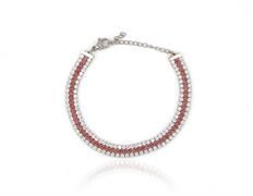 BRACCIALE TENNIS 3FILI ACCIAIO PIETRE WHITE E PINK