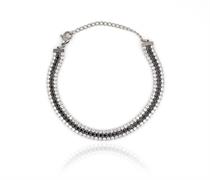 BRACCIALE TENNIS 3FILI ACCIAIO PIETRE WHITE E NERE