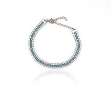 BRACCIALE TENNIS 3FILI ACCIAIO PIETRE WHITE E ACQUA MARINA