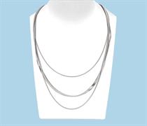 COLLANA ACCIAIO DONNA 3 FILI CODA DI TOPO E PIATTINA