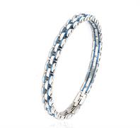 BRACCIALE ACCIAIO BICOLOR AZZURRO MAGLIA ROLEX