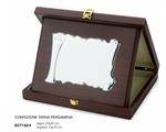 CONFEZIONE TARGA PERGAMENA 13X18 LEGNO ESTERNO 20X25