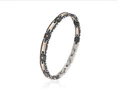 BRACCIALE ACCIAIO CERAMICA NERA E RAME