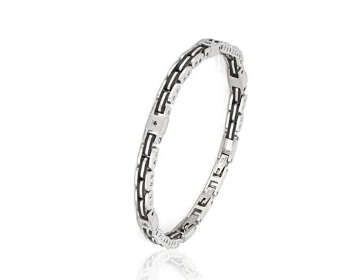 BRACCIALE ACCIAIO E NERO CON ZIRCONI NERI