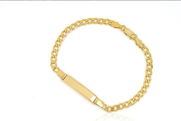 BRACCIALE GRUMETTA CON TARGA cm1.2X20 gr7 IN ARGENTO DORATO