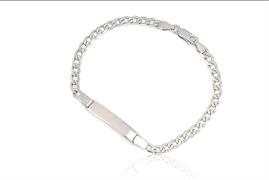 BRACCIALE GRUMETTA CON TARGA cm1.2X20 gr7 IN ARGENTO RODIATO