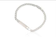 BRACCIALE GRUMETTA CON TARGA cm1.2X20 gr7 IN ARGENTO RODIATO