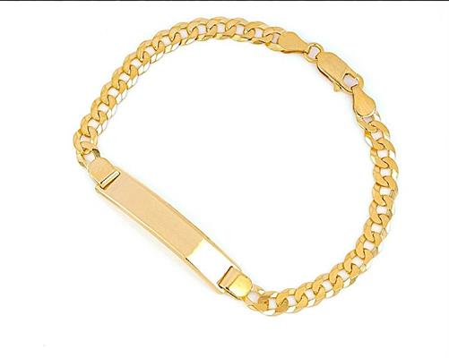 BRACCIALE GRUMETTA CON TARGA cm1.5X20 gr11 IN ARGENTO DORATO