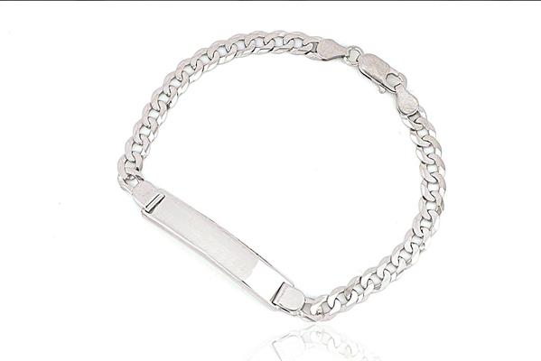 BRACCIALE GRUMETTA CON TARGA cm1.5X20 gr11 IN ARGENTO RODIAT