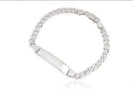 BRACCIALE GRUMETTA CON TARGA cm1.5X20 gr11 IN ARGENTO RODIAT