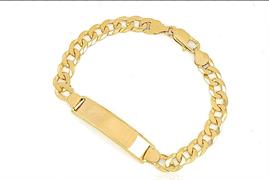 BRACCIALE GRUMETTA CON TARGA cm2X20 gr18.5 IN ARGENTO DORATO