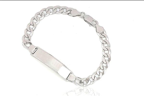 BRACCIALE GRUMETTA CON TARGA cm2X20 gr18.5 IN ARGENTO RODIAT