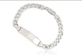 BRACCIALE GRUMETTA CON TARGA cm2X20 gr18.5 IN ARGENTO RODIAT