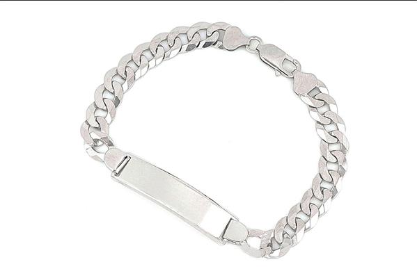 BRACCIALE GRUMETTA CON TARGA cm2.2X20 gr21 IN ARGENTO RODIAT