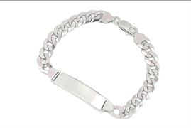 BRACCIALE GRUMETTA CON TARGA cm2.2X20 gr21 IN ARGENTO RODIAT