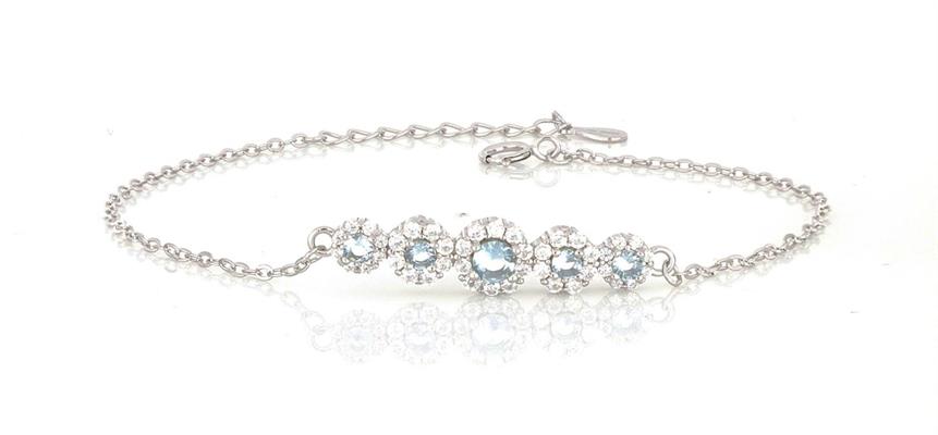 BRACCIALE DONNA KATE PIETRE ACQUA MAR IN ARGENTO 925%