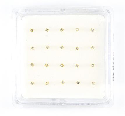 ORECCHINI NASO ZIRCONI TONDI DA 2mm 20 PZ GRIFFE DORATE ARG