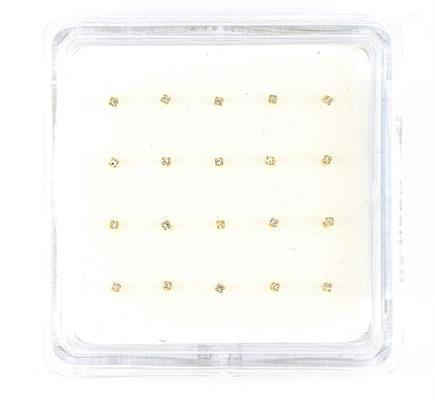 ORECCHINI NASO ZIRCONI TONDI 1.5mm 20 PZ GRIFFE DORATE ARG