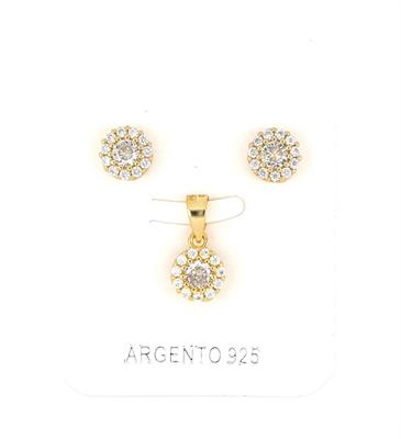 PARURE TONDA 5mm DORATO ZIRCONI BIANCHI