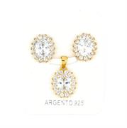 PARURE OVALE 6X8mm DORATA ZIRCONI BIANCHI
