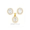 PARURE OVALE 6X8mm DORATA ZIRCONI BIANCHI