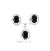 PARURE OVALE 6X8mm RODIATA ZIRCONI NERI