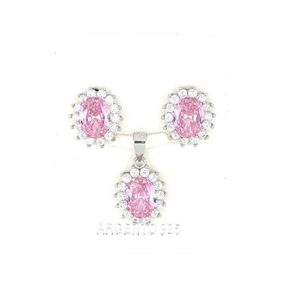 PARURE OVALE 6X8mm RODIATA ZIRCONI ROSA