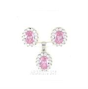 PARURE OVALE 6X8mm RODIATA ZIRCONI ROSA