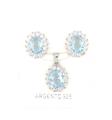 PARURE OVALE 6X8mm RODIATA ZIRCONI ACQUAMARINA