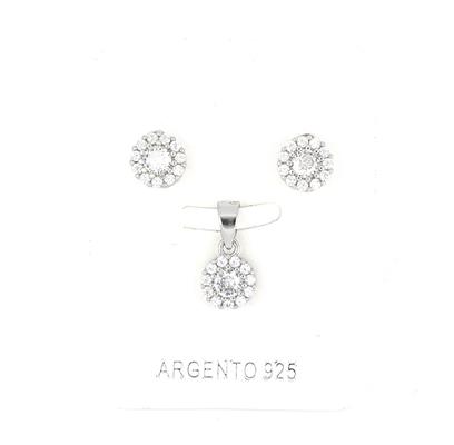 PARURE TONDA 5 mm RODIATA ZIRCONI BIANCHI
