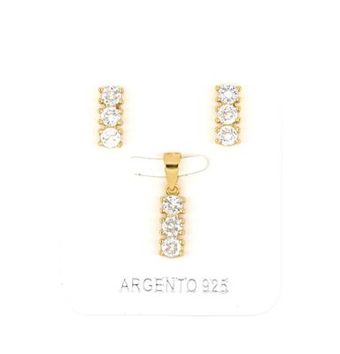 PARURE TRILOGY 3mm DORATA ZIRCONI BIANCHI